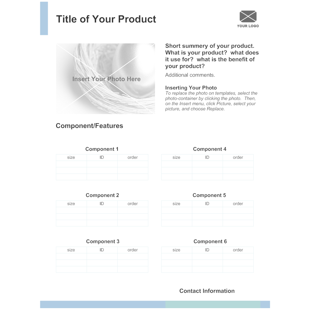 Example Image: Product Sheet Template 1