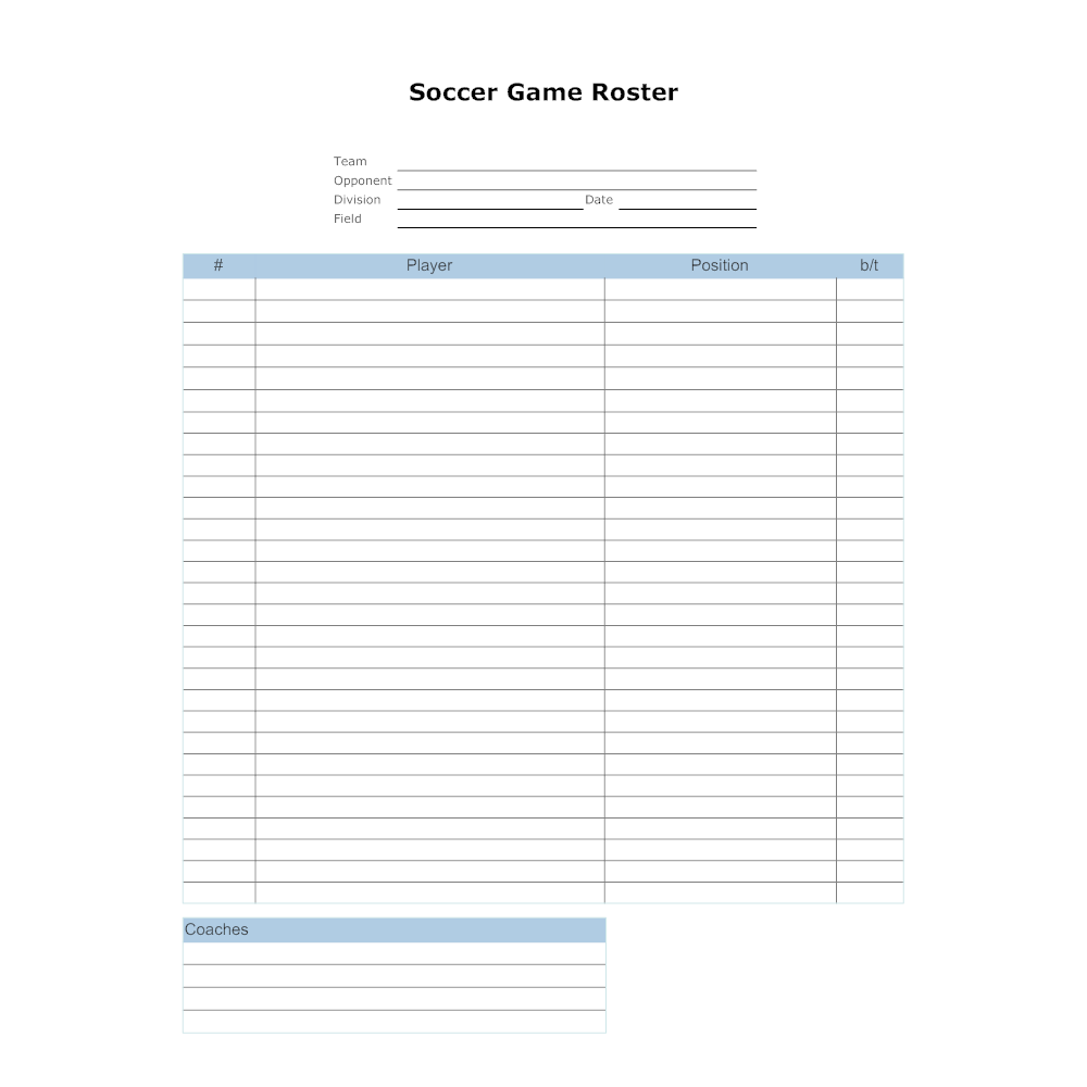 Example Image: Soccer Game Roster Template